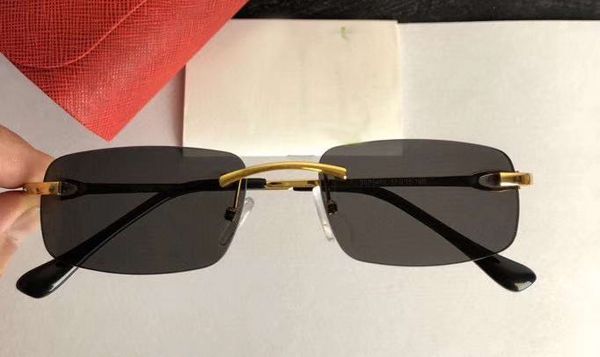 

тонкий прямоугольник rimless солнцезащитные очки золотой серый затушеванный mens вс очки gafas де золь новый с коробкой, White;black