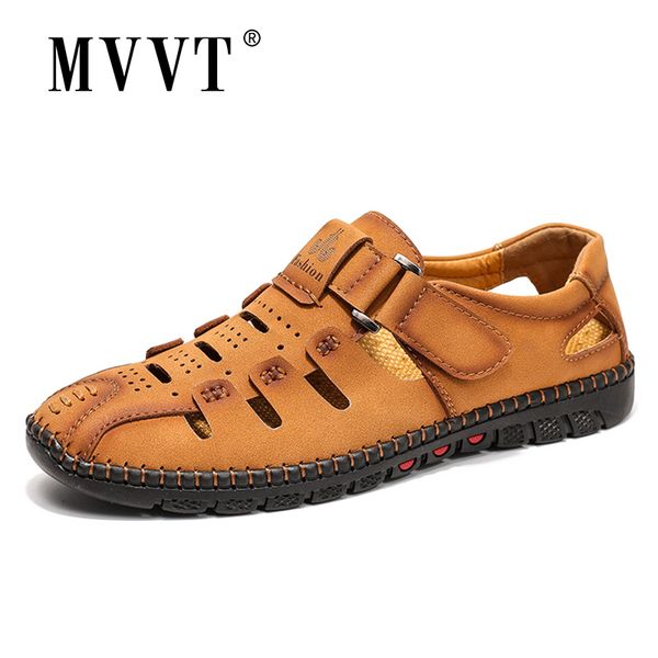 

nubuck leather men sandals quality leather shoes men summer sandalias classics comfort beach sandals hollow shoes foot wear, Black