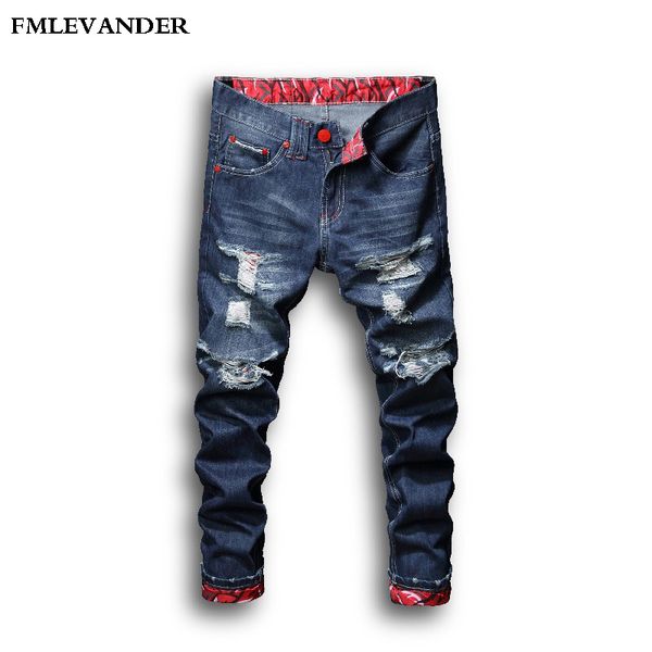 

pants with stripes hiphop plus size 38 vintage washed straight pants stretch jeans men, Blue