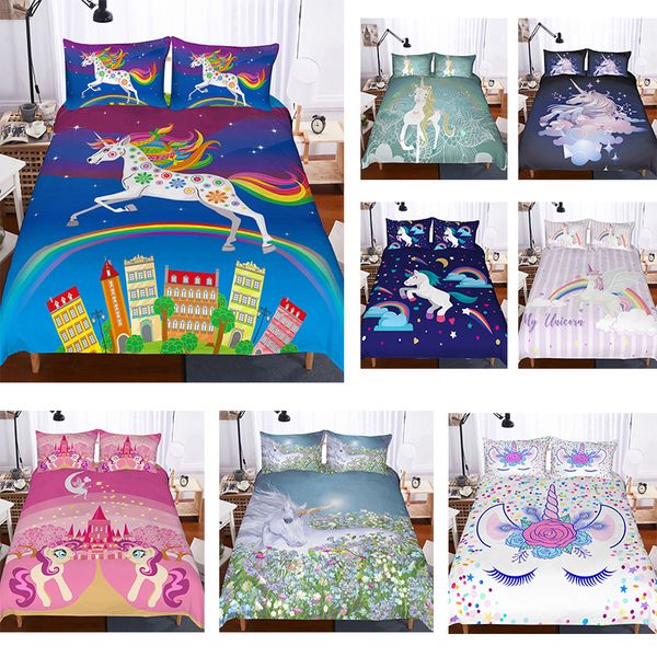 3d Unicorn Bedding Sets Duvet Cover Set Lifelike Bedclothes With