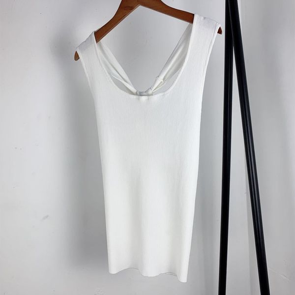 

2020 new women white knitted vest backless simple wild spring summer ladies camisole tank
