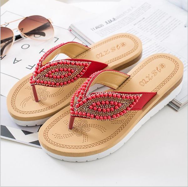 

beach slippers female women's sandals casual non-slip flat flip flops, Black