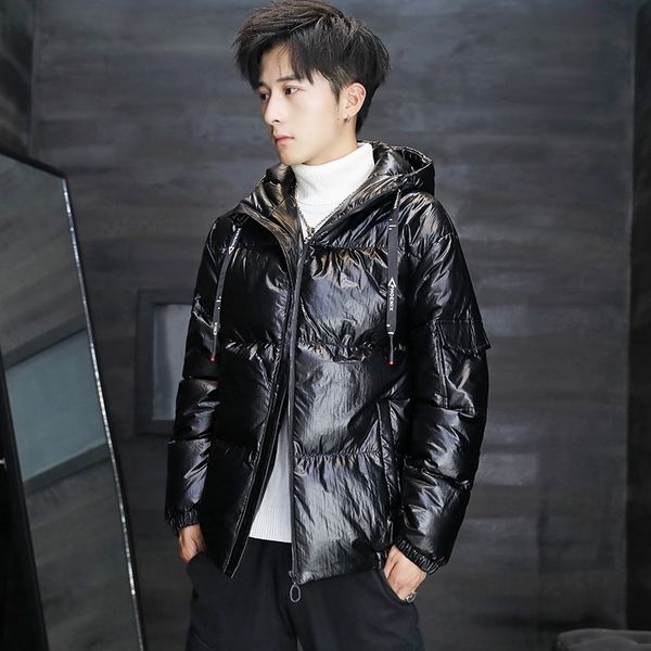 

men's down & parkas padded jacket for men youth hooded / overcoat cotton slim short coat, Black