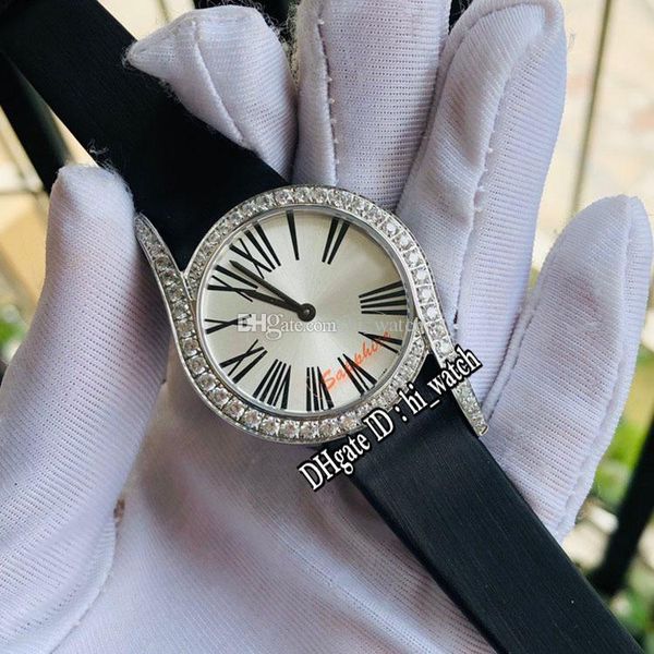 

new limelight gala g0a43390 swiss quartz ladies womens watch silver diamond bezel white dial black roman markers black leather hi_watch 15e5, Slivery;brown