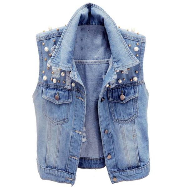 

бисером отверстие короткой джинсовой жилет женский жилет жилет куртка без рукавов пальто, Black;white