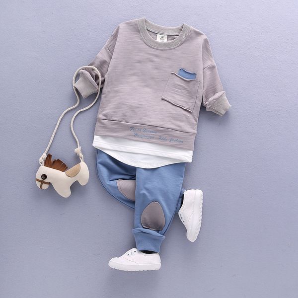 

delivery 2019 new spring and autumn season korean version of sports fashion style children's leisure baby suit 2pcs, White