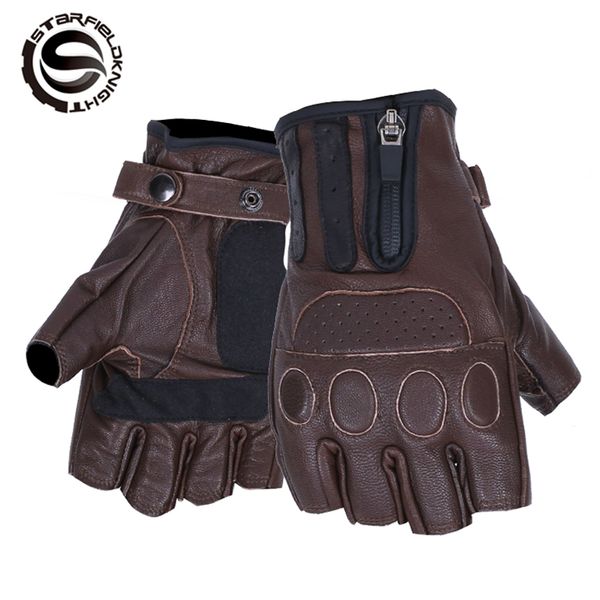 

summer retro gloves motorcycle racing gloves motocross bicycle cycling guantes moto luvas goatskin leather sfk, Black