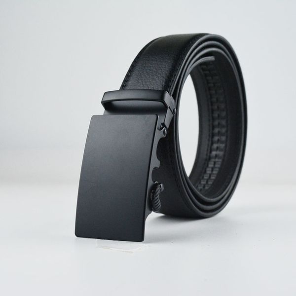 

men's laser flat automatic buckle belt gifts men's wholesale leisure leather trousers belt new style, Black;brown
