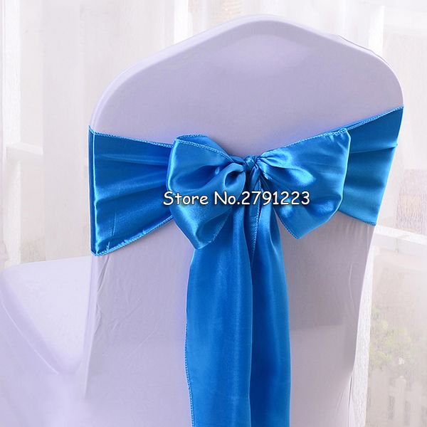 

100pcs/lot satin chair sash bow 6" x 108" for banquet wedding party banquet bow ties butterfly craft chair cover decoration