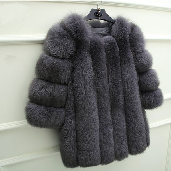 

2018 new elegant fake fur jacket women winter fashion faux fur jackets woman warm artifical coats ladies, Black