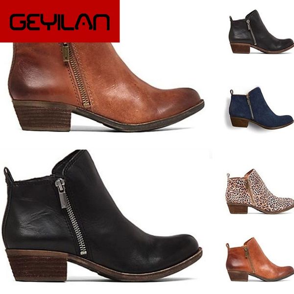 

ladies chaussure women spring autumn shoes woman zapatos mujer girls ankle boots square chunky low heels booties drop shipping, Black