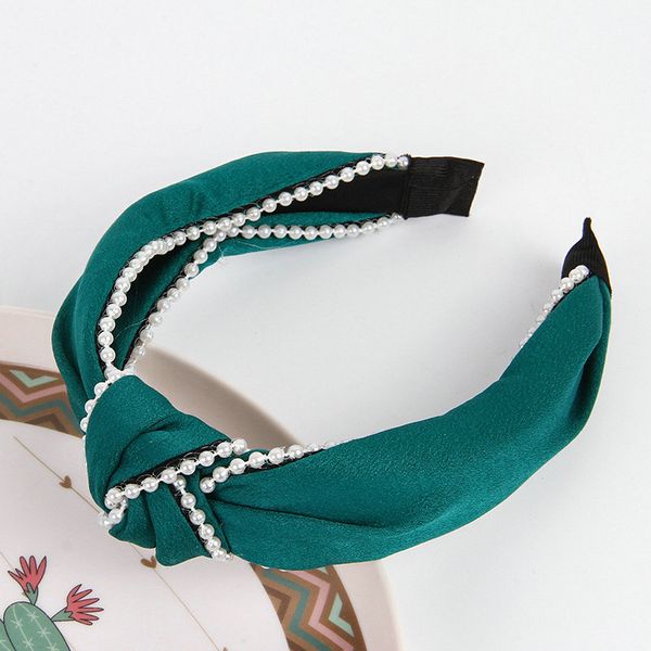 

satin pearl cross headband hairbands for lady wide hair bands pearl head bands gamma blue hair style for women 2019 vitcb, Black;brown