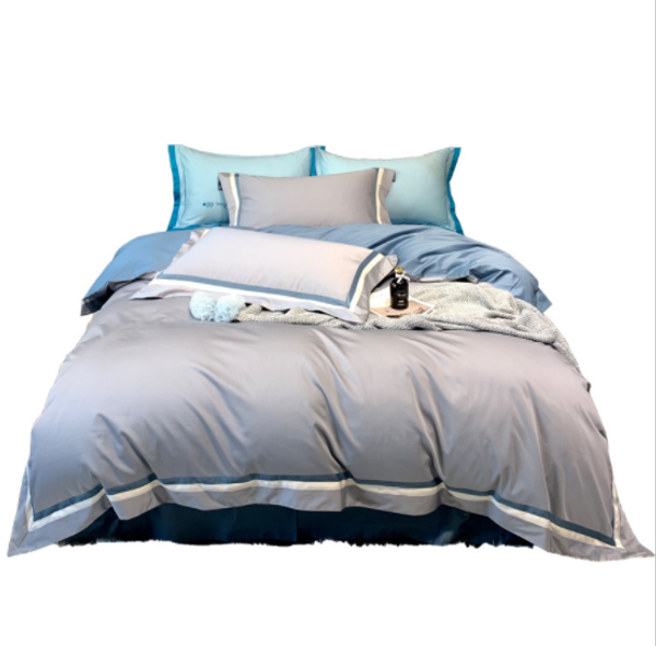 

simple and stylish 100s cotton four-piece minimalist stitching button bedding