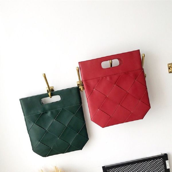 

2019 new autumn and winter women's handbags weave clutch bag ladies pu leather casual tote high capacity bags