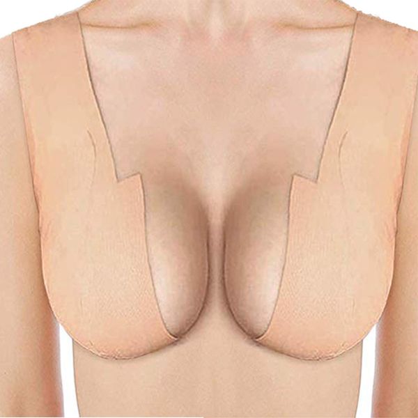 

new 2 colors women strapless bra body invisible nipple cover push up bras for women boob tape silicone adhesive breast lift tape, Red;black