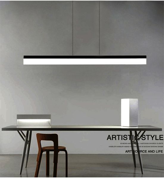 

Modern Long LED Pendant Light Minimalism Aluminum Acrylic Hanging Lamp Office Study Table Suspension Indoor Lighting Fixture