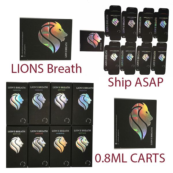 

Lions Breath Vapes Cartridges Vape Carts Packaging 510 Thread E Cigarette Vape PenS Atomizer Round Press Tip Vapor Instock 0.8ml1.0ml kit