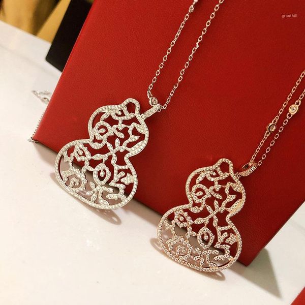 

ожерелье тыква ожерелье 925 стерлингового серебра высоких женских украшений christmas party gift большой полный алмазов hollow1, Silver