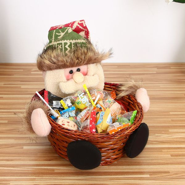 

christmas decorations of candy basket decoration santa snowman elk storage basket bamboo xmas gift holder ornament