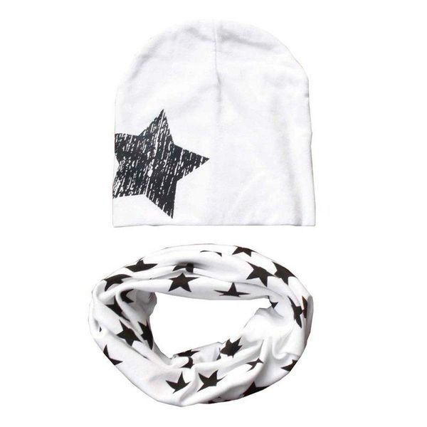 Acheter Nouveau Né Bébé Unisexe Caps Toddler Enfants Fille Garçon étoile Imprimer Hiver Chaud Coton Doux Chapeau Bonnet écharpe Ensemble Yak