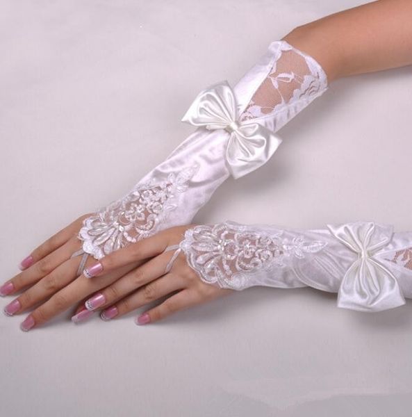 

women' sequins beaded satin glove lady' fingerless lace glove r103, Blue;gray
