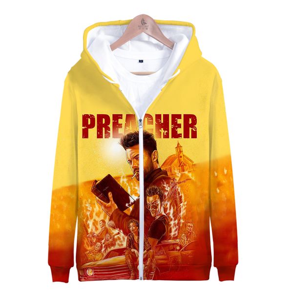 

2019 3d preacher print zipper hoodie 3d cap hoodies sweatshirts men/women loose preacher zipper hooded coats, Black