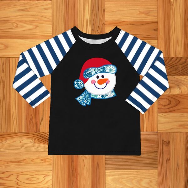 

новый стиль мальчик футболки детская одежда снеговик полосатый узор мальчик одежда верхняя верхняя одежда бесплатная доставка 1908011161hy t, Blue