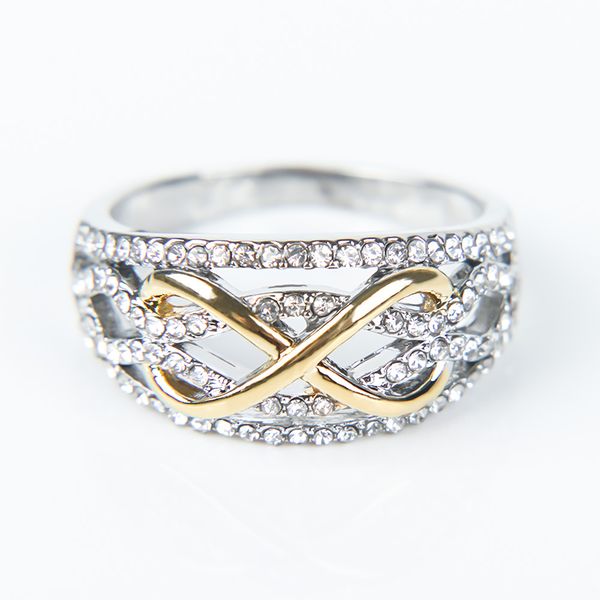 

new 1pc elegant charm two tone rhinestone bow-knot engagement wedding rings fashion jewelry women gift anillos mujer bague femme, Silver
