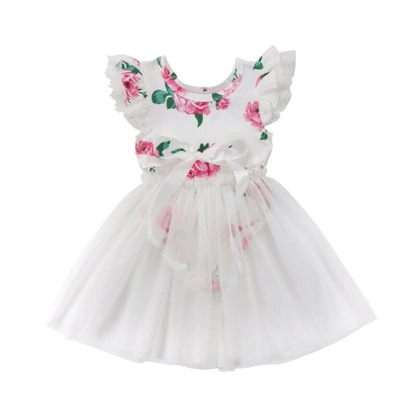 

принцесса дети baby girl одежда комплекты с коротким рукавом цветочные bodysuits топы партии пачка многоуровневое юбки симпатичные 2pcs ребё, White