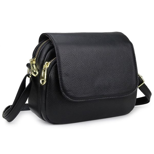 

famous design bag female genuine leather handbags fashion bag wild shoulder messenger two zipper two layer square cover
