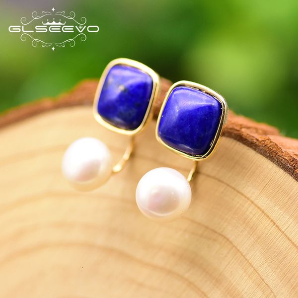 

glseevo природные площади лазурит пресной воды pearl серьги для женщин dual-pur мотаться серьги ручной работы fine jewelry ge0327 cj191201, Golden