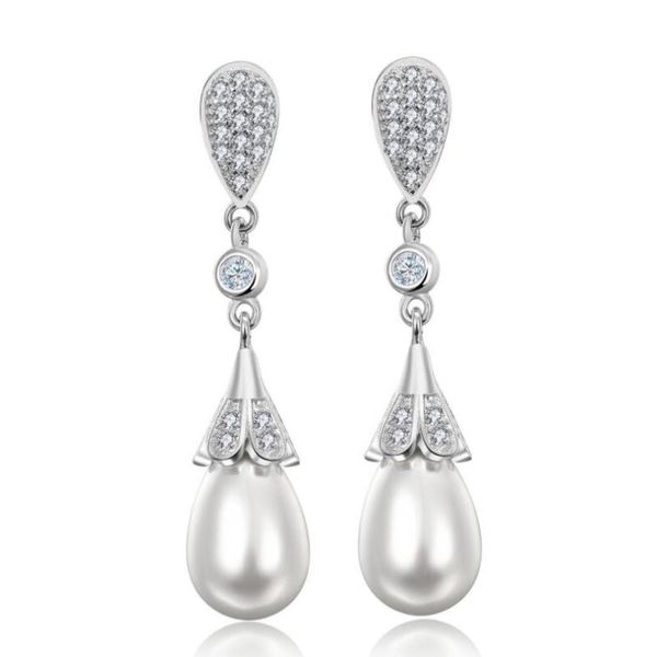 

fashion zircon korean pearl petal earrings ladies, Golden