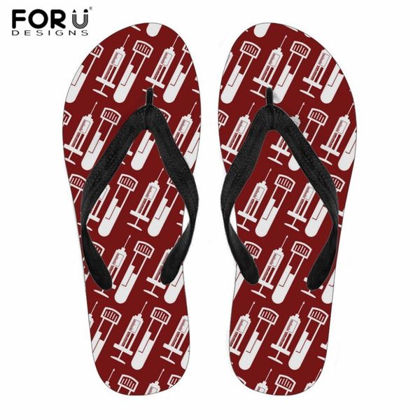 

forudesigns personality phlebotomist design women flat beach sandals rubber slippers ladies casual outside flip flops, Black