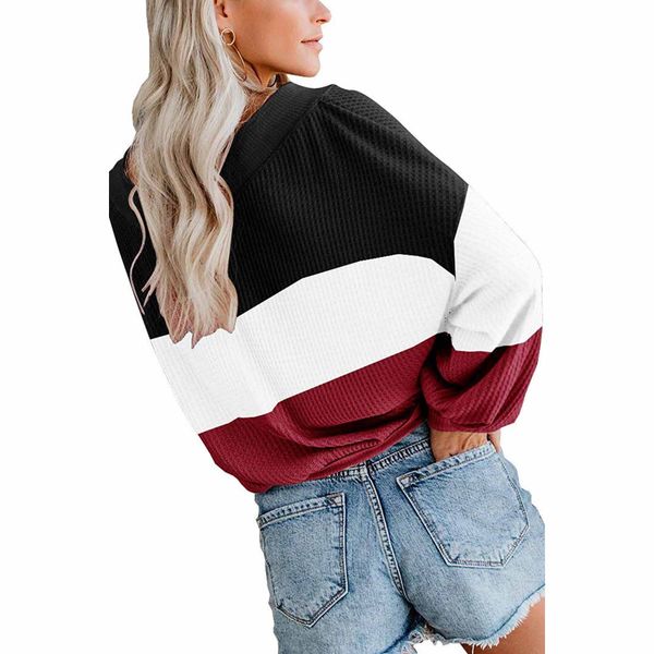

womens designer sweater women fashion gradient v-neck contrast color sweater womens luxury loose clothing high quality, White;black