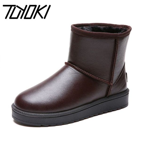 

tuyoki women ankle boots thick fur warm snow botas winter fashion woman shoes outside ladies footwear flats boots size 36-44, Black
