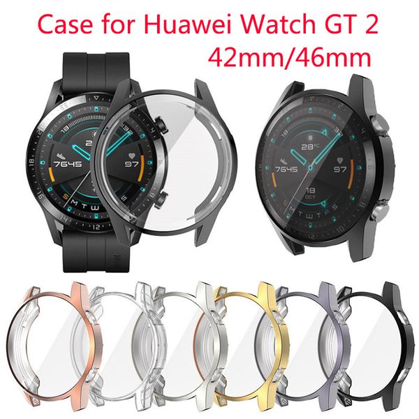 

tpu чехол для huawei watch gt 2 42мм 46мм smartwatch покрытие полный защитная крышка противоударно к царапинам прозрачная рамка shell