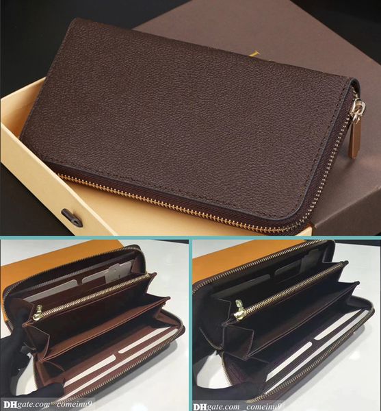 

fashion designer clutch genuine leather zippy wallet with box dust bag 60015 60017 good price, Red;black
