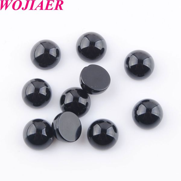 

wojiaer 6mm loose stone cabochon beads black agate natural stones healing bead fit for women men diy handmade jewelry du8179