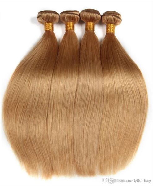 6 stks lot 50g braziliaanse steil menselijk haar bundels blonde kleur 27 haar weeft 1030 inch non remy hair extensions gratis verzending