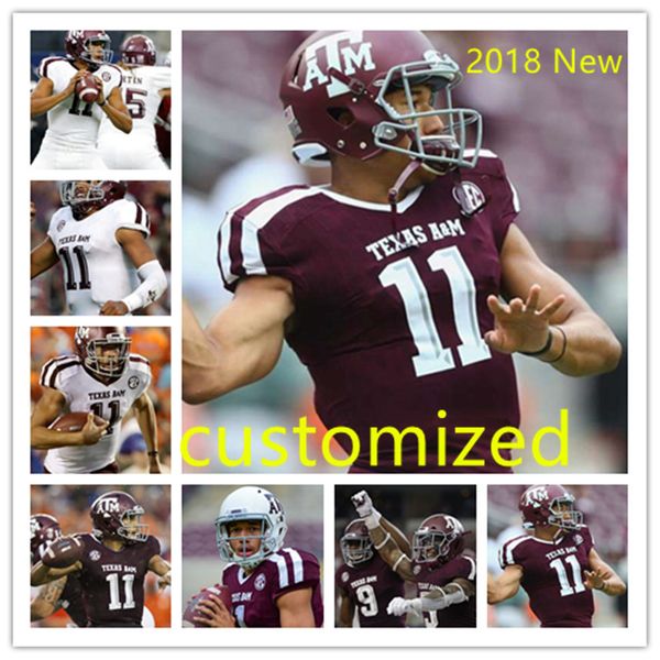 

2018 New Custom NCAA Texas A&M Aggies Football Jersey Nick Starkel Kellen Mond Trayveon Williams Kendrick Rogers Braden Mann Texas Jersey