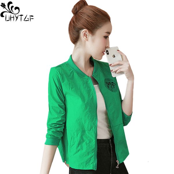 

uhytgf летние топы пальто женская мода вышивка весенняя куртка свободные дышащие плюс размер защита от солнца одежда короткое пальто 487, Black;brown