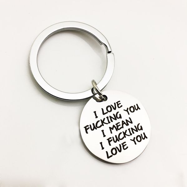 

circle i iove fucking i mean i fucking love you personality keychain creative special new trends pretty, Slivery;golden