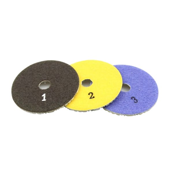 

3 pieces 100mm diamond flexible wet & dry polishing pads 3 step floor polish for stone marble tile