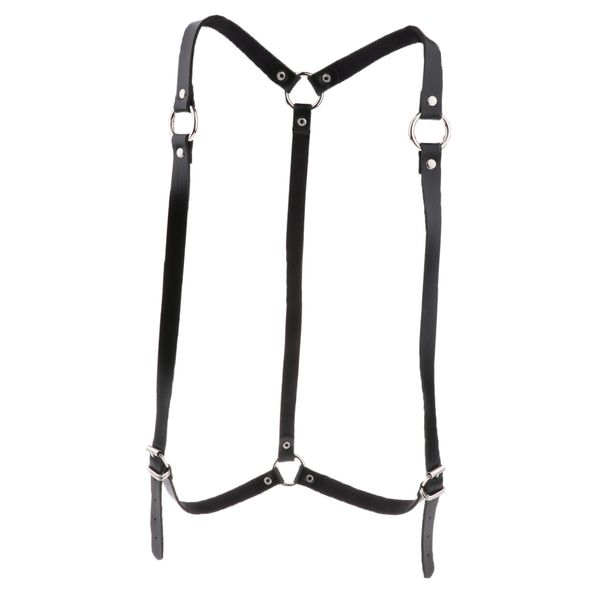 

leather harness waist strap body chest belt adjustable suspender rock punk, White