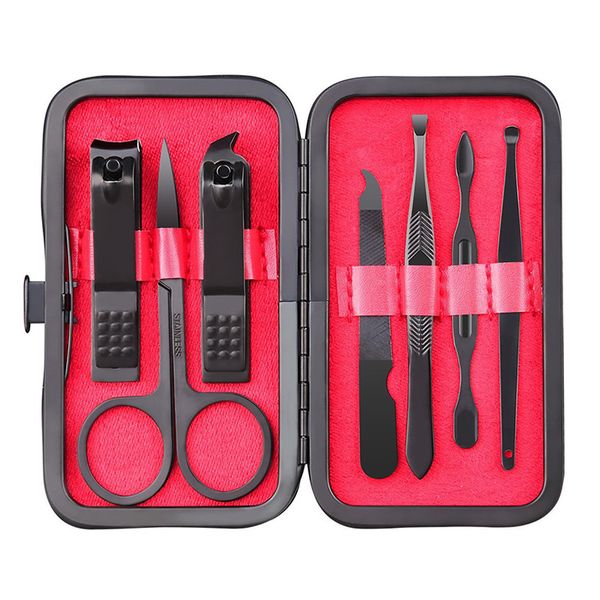 

7 pcs stainless steel nail clipper manicure pedicure nail tools set with case