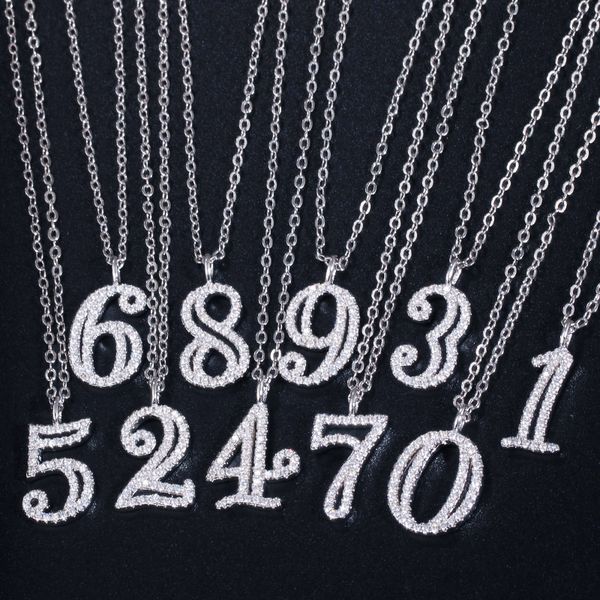 

he-16 lucky number necklace for women new silver color micro zircon 1 to 26 pendants custom jewelry christmas birthday gifts