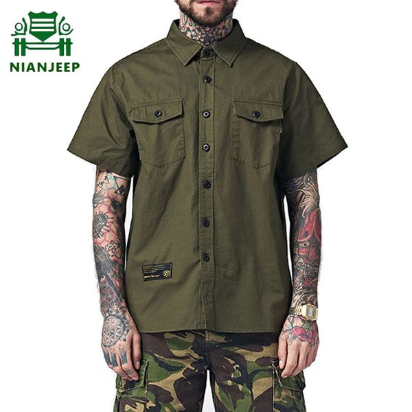 

men's casual shirts summer cotton cargo shirt men fashion short sleeve harajuku streetwear hip hop chemise homme, White;black