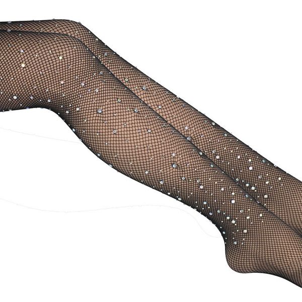 

#2136-2 wholesale 3pairs kawaii women's glitter stone fishnets nightclub nets stockings pantyhose tights ing, Black;white