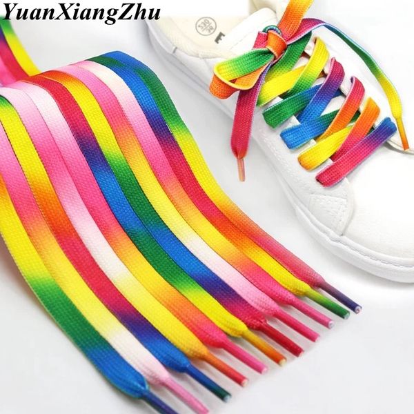 

1pair colorful laces rainbow gradient print flat canvas shoe lace shoes casual chromatic colour shoelaces 80cm/100cm/120cm bc-1, White;pink
