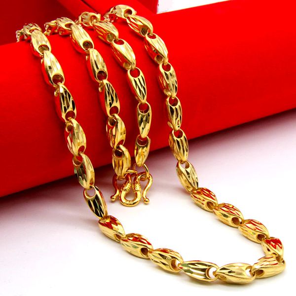 

fashion carved wheat chain necklace yellow gold filled hip hop mens necklace cool gold color chain, Silver